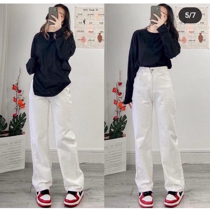 [Kèm video cận chất] Quần jeans ống rộng hack dáng hottrend | BigBuy360 - bigbuy360.vn