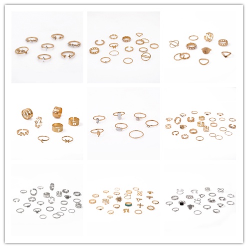 1 Bộ Nhẫn Đeo Chéo Hình Mạng Nhện Rắn Mặt Trăng Ngôi Sao Thời Trang Phong Cách Gothic