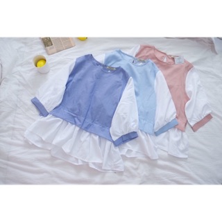 Áo kiểu peplum tay lỡ cột nơ