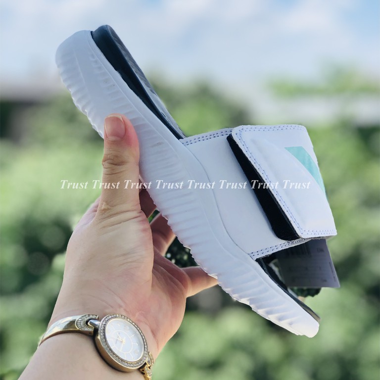 Dép Alphabounce adidas ♥️FREESHIP +hộp♥️ quai ngang nam nữ màu trắng 3 sọc xanh chất xịn 1-1