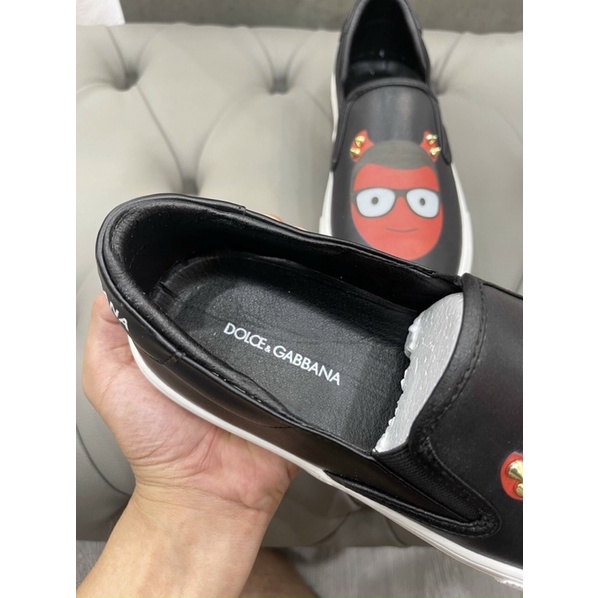 Giầy slipon  mặt quỷ thêu kèm Hộp - Giầy lười da nam thêu cao cấp