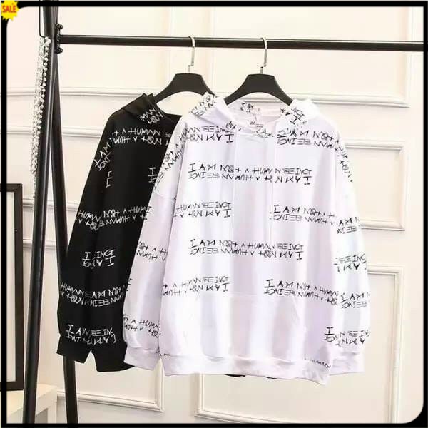 ÁO HOODIE NÓN CHUI TRÙM ĐẦU NỮ CHẤT VẢI NỈ POLY HÀNG FREESIZE 1 CỠ FORM DÁNG RỘNG DƯỚI 65KG MẶC VỪA (CHỬ HÀN QUỐC) K21