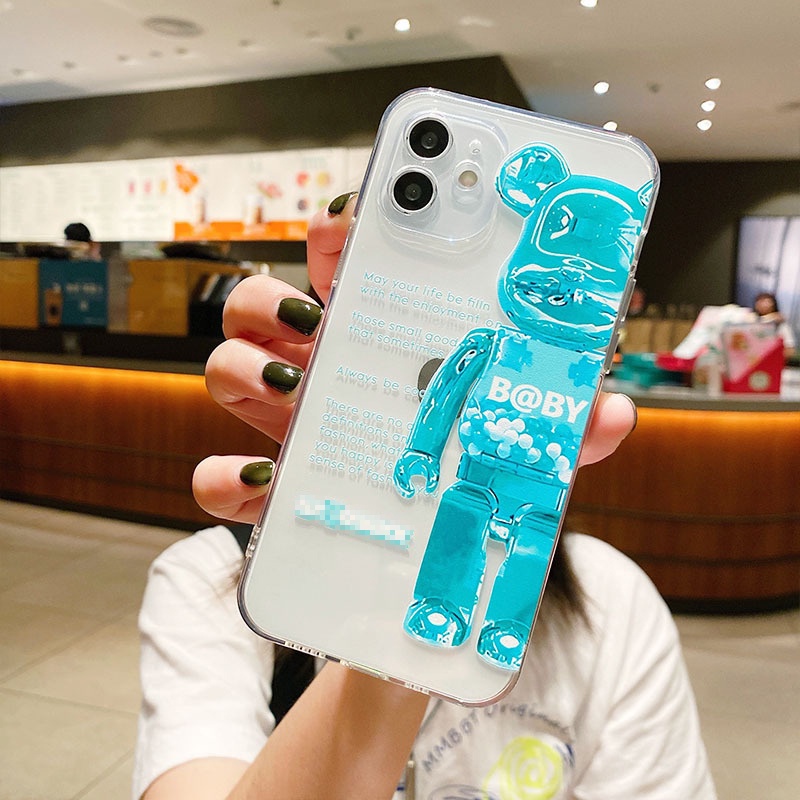 Ốp lưng iphone silicon chống sốc ốp iphone có bảo vệ camera 1 nửa gấu Be@rBrick 6/6plus/7plus/8/x/xsmax/12promax- W02