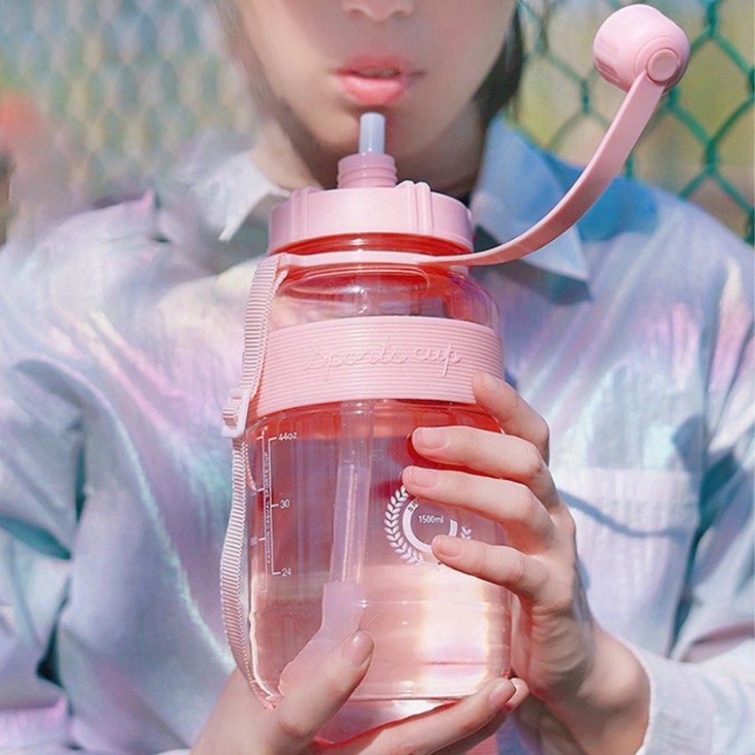 Bình Nước Nhựa - Chai Đựng Nước Thể Thao có ống hút và dây đeo tiện lợi khi đi làm, tập gym, nhựa Ag cao cấp an toàn BN3 | BigBuy360 - bigbuy360.vn