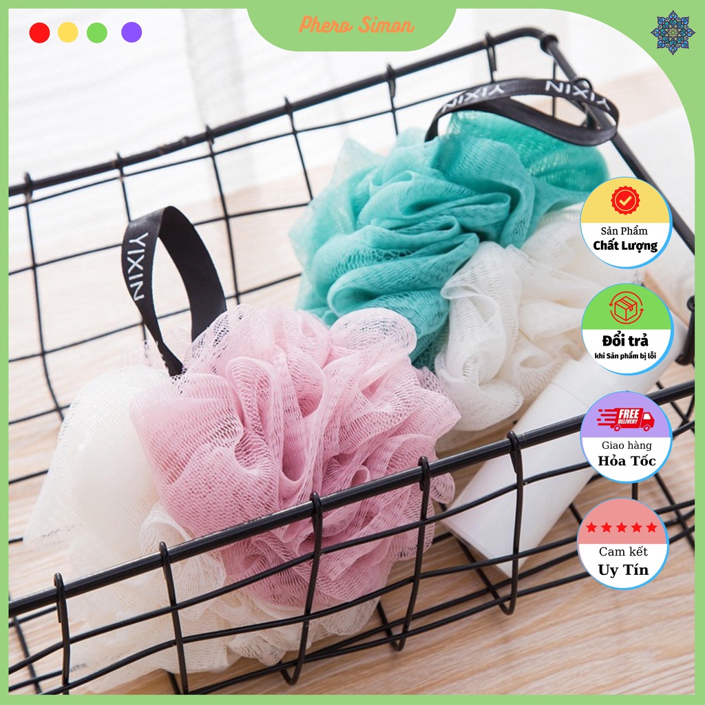 Bông Tắm Tròn Cao Cấp 2 Màu - Siêu Tạo Bọt Kì Cọ Tẩy Da Chết - Siêu Mềm Mịn