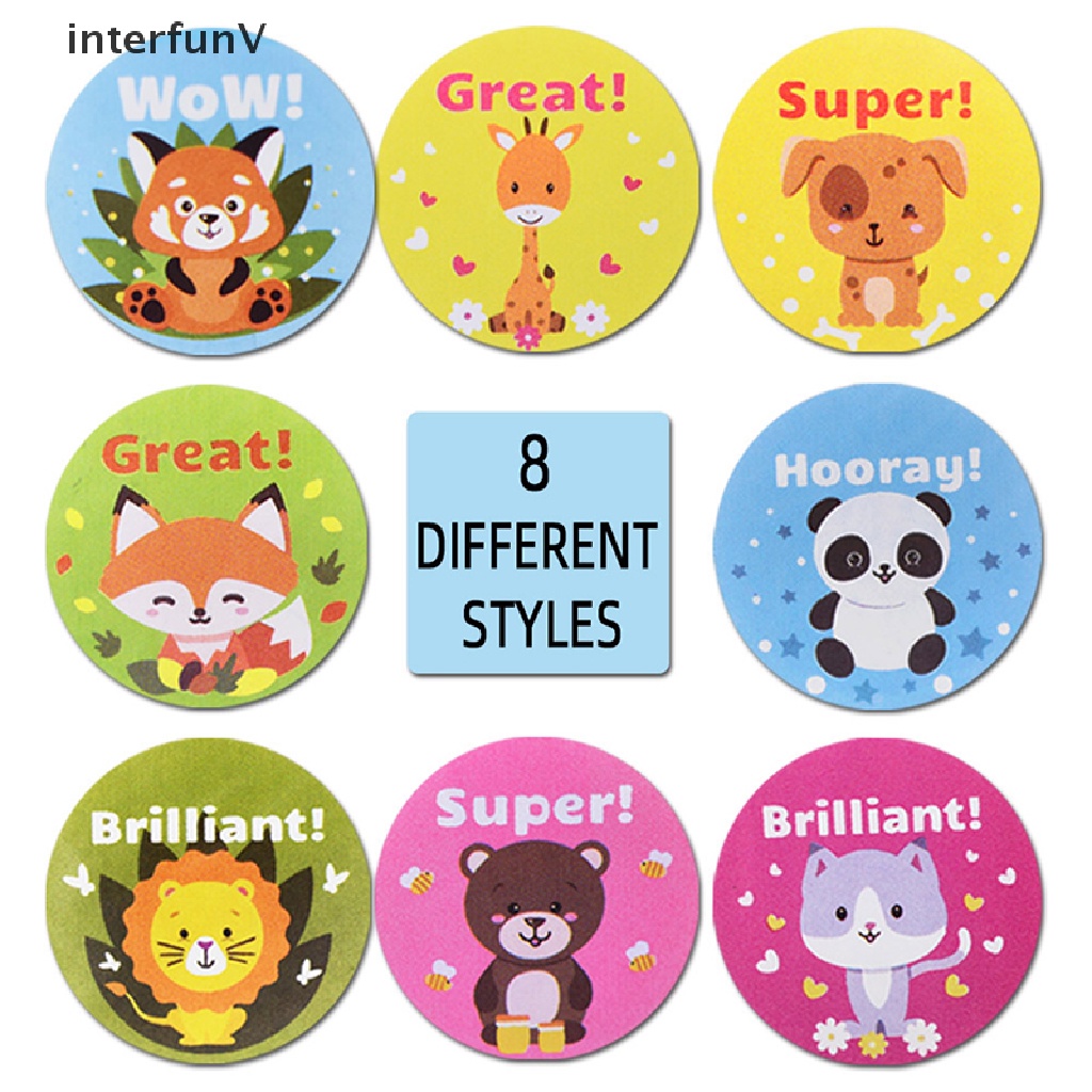 Set 500 Miếng Dán Hình Động Vật Dễ Thương Dùng Làm Phần Thưởng Cho Giáo Viên