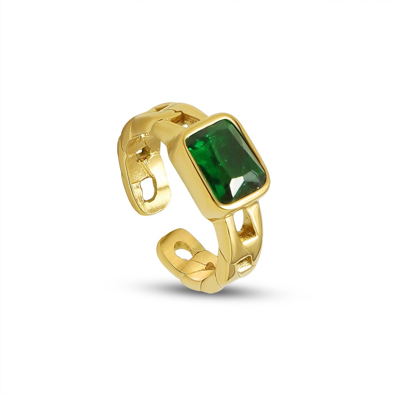 Nhẫn hở bằng thép titan mạ vàng 18K phong cách Pháp thời trang cho nữ A170