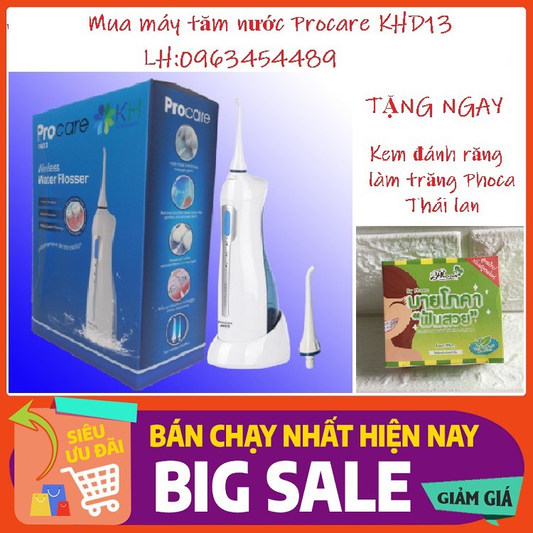 [GIÁ TỐT CÓ QUÀ TẶNG] Máy tăm nước cầm tay( du lịch) Procare KHD13 Tặng 1 Hộp đựng máy