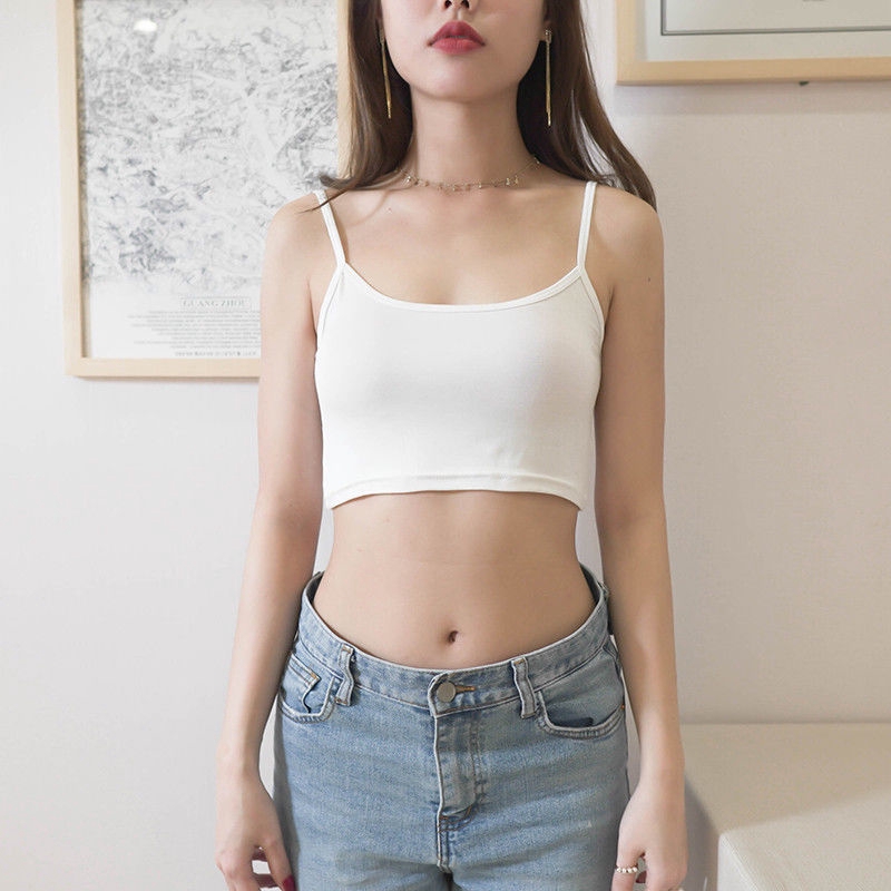 Áo Hai Dây Dáng Ngắn Màu Sắc Trơn Quyến Rũ Dễ Phối Đồ Cho Nữ