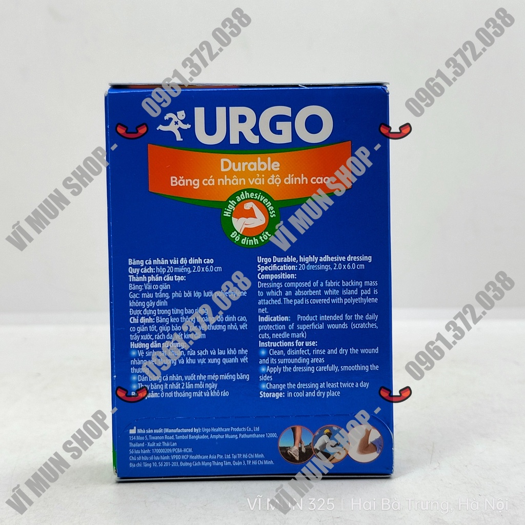 Băng cá nhân vải URGO Durable hộp 20 miếng