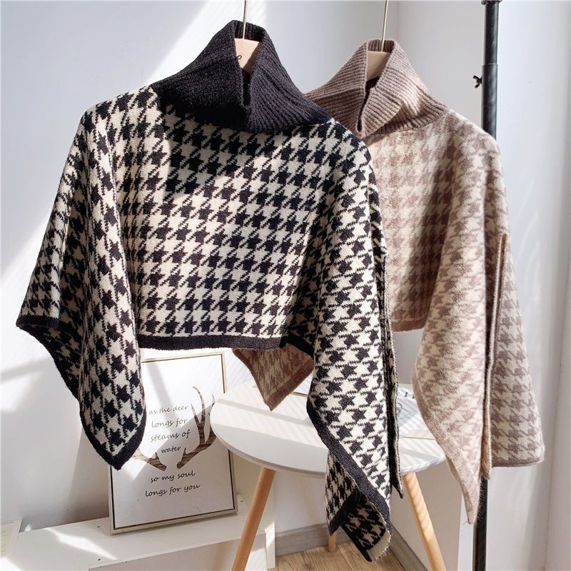 Áo choàng cổ lọ họa tiết thời trang mùa thu đông chống lạnh hàng Quảng Châu đẹp 1 size