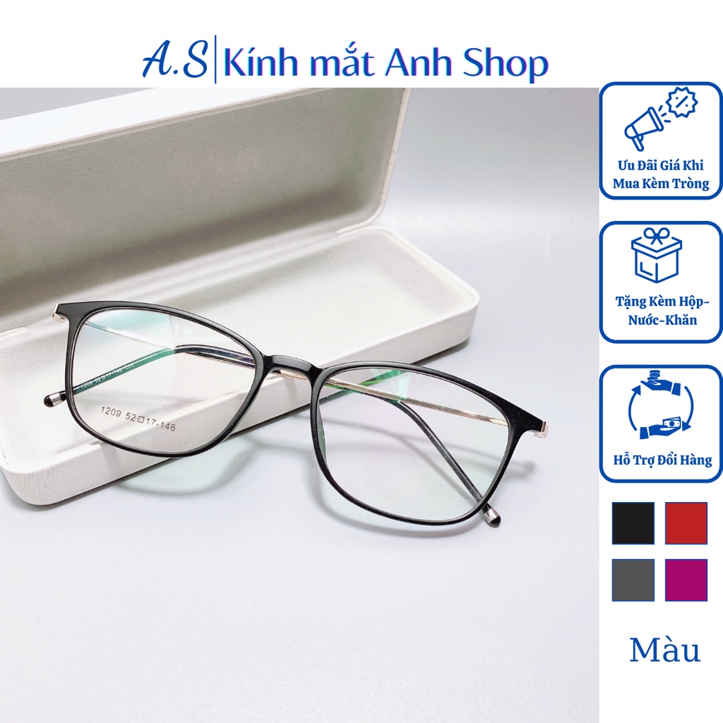 Gọng kính tròn bầu chất liệu nhựa dẻo kết hợp kim loại 1209