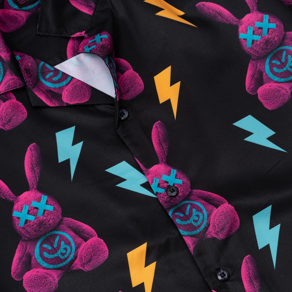 Áo sơ mi tay ngắn họa tiết BAD RABBIT tay lỡ, FORM UNISEX| CHUẨN CAO CẤP 1:1