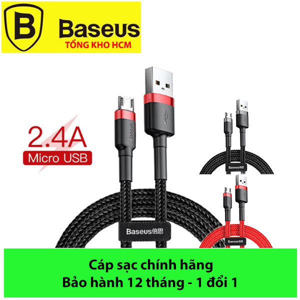 Cáp sạc micro USB, cáp sạc nhanh Baseus Cafule Micro USB (2.4A, Quick charge 3.0)