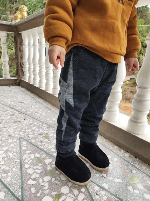 Quần bò dáng Jogger lót lông ấm cho bé trai