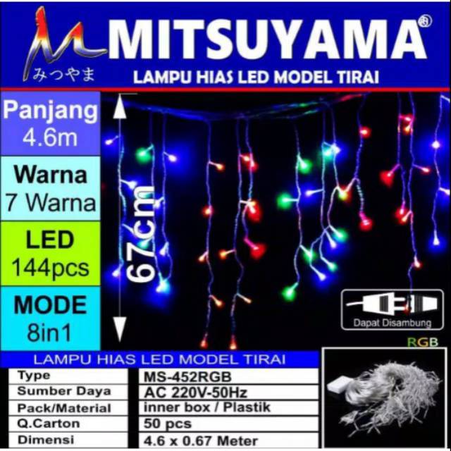 Dây Đèn Led Trang Trí Rèm Cửa Sổ 7 Màu Ms-452Rgb 220v - 50hz 4.6m