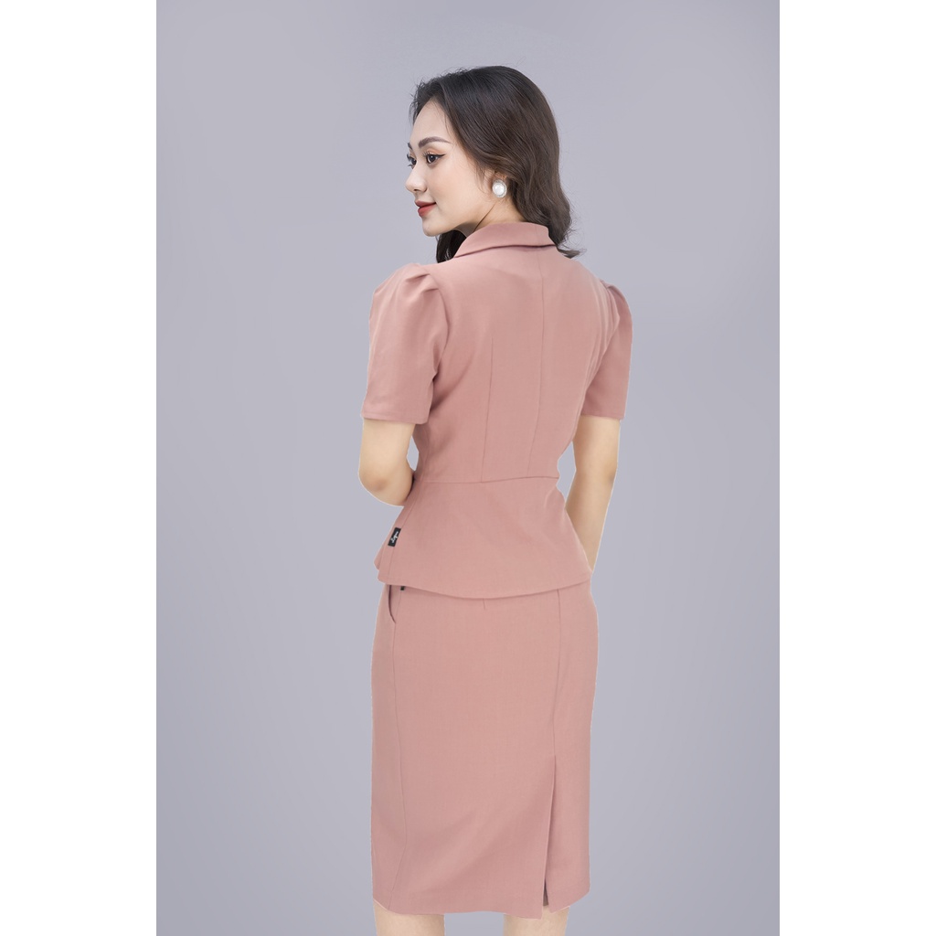 Sét Bộ Cao Cấp Luperi LFSB4107 Áo Cổ Vest phối chân váy bút chì thanh lịch, sang trọng.