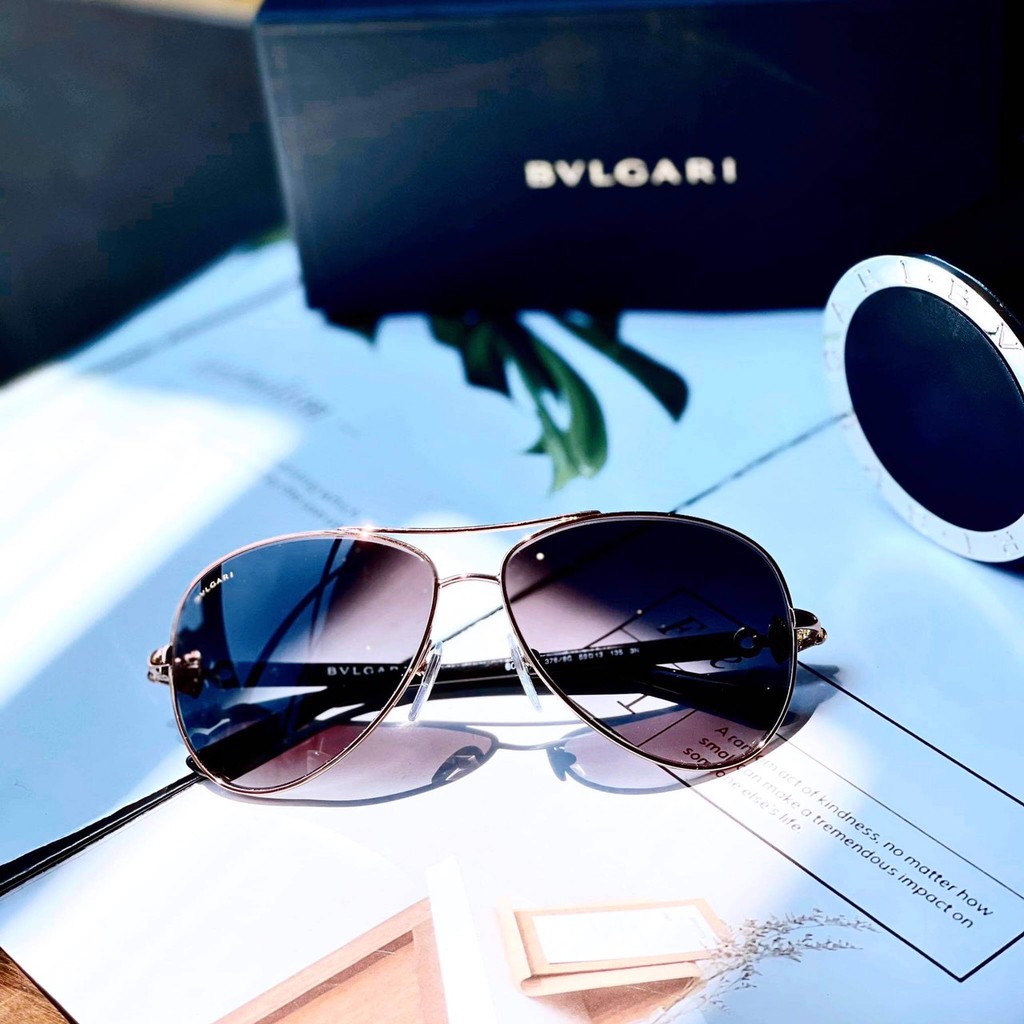 Kính mát chính hãng BVLGARI Size 59/13/135 form fit hợp mặt Châu Á