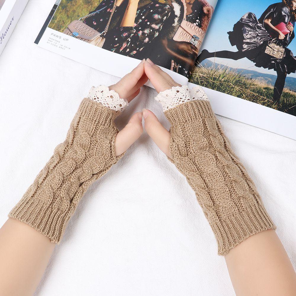 Găng Tay Len Dài Mềm Mại Co Giãn Giữ Ấm Cánh Tay Màu Kẹo