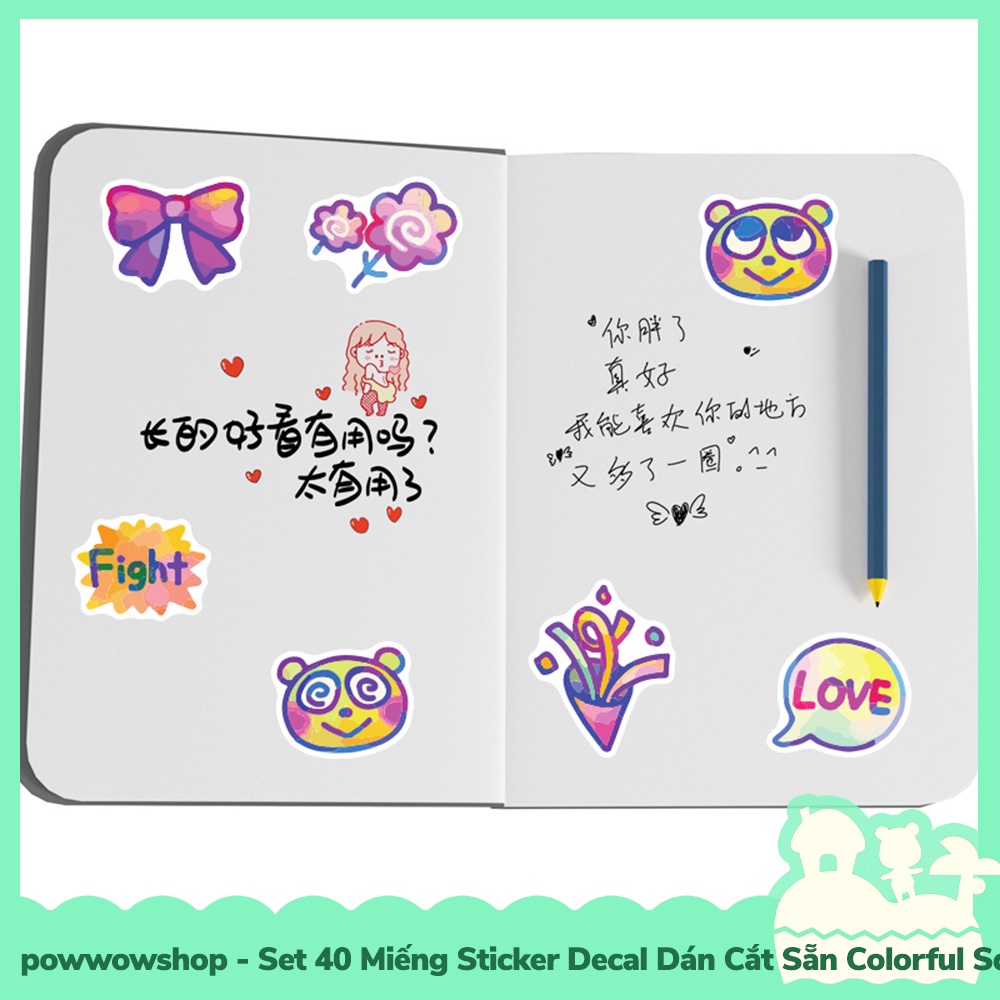 [Sẵn VN - Hỏa Tốc] Set 40 Miếng Sticker Decal Cắt Sẵn DIY Dán Trang Trí Vật Dụng Mẫu Colorful Squirrel Funny Cool Warm