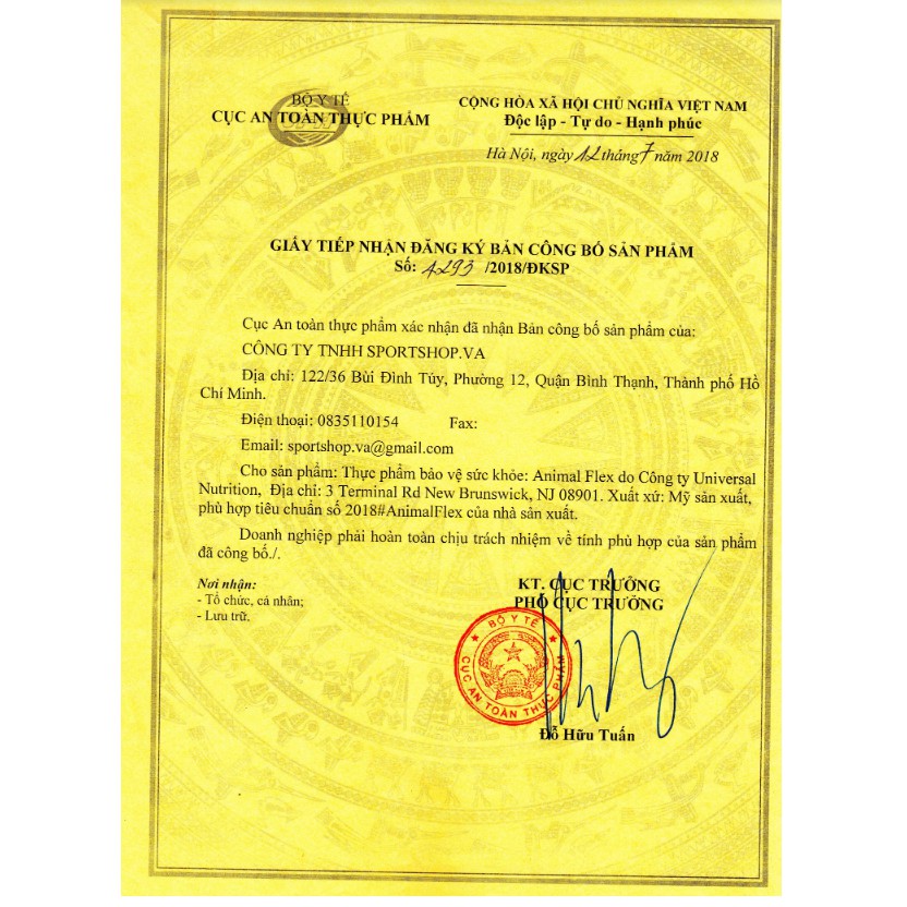 Thực phẩm bảo vệ xương khớp Animal Flex - Hộp 44 gói