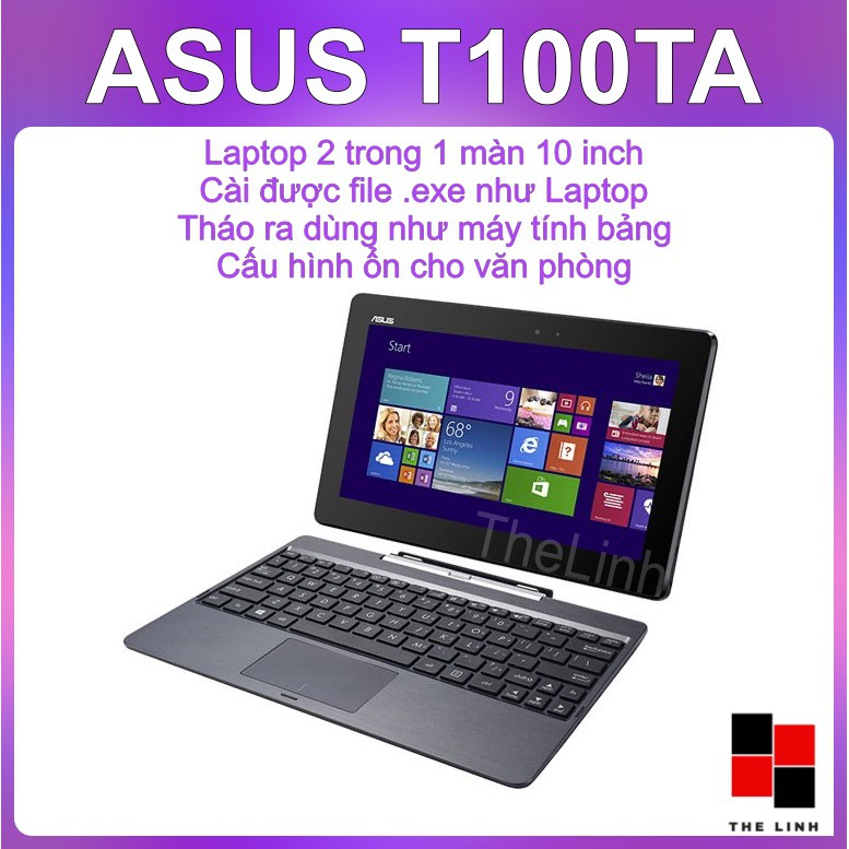 [Mã 66ELHASALE hoàn 7% đơn 500K] Laptop 2 trong 1 ASUS Transformer Book T100TA - HDMI, Win 8.1 đầy đủ