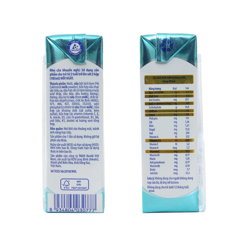 Thùng 24 hộp sữa dinh dưỡng NAN Optipro Kid 185ml