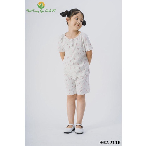 Bộ quần đùi áo cộc tay bé gái cotton B63.2116 - Thời trang gia đình VT