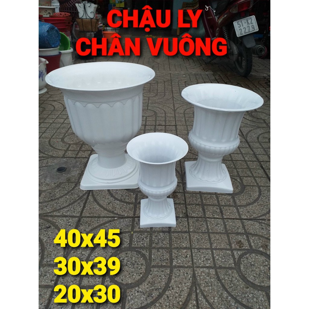 Chậu nhựa ly chân vuông 3t