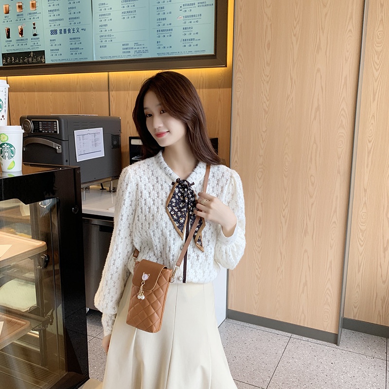 Túi Đeo Chéo Mini Thêu Họa Tiết Đính Ngọc Trai Thời Trang Sang Trọng Cho Nữ