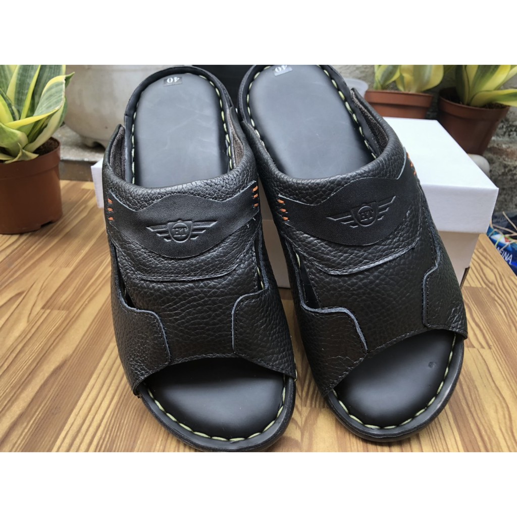Dép da nam quai ngang giá rẻ nhất - chất liệu da bò 100%