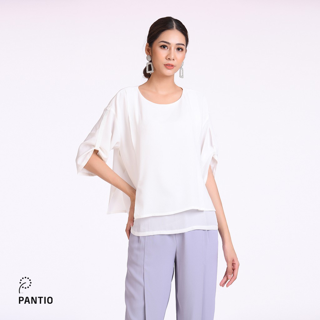 Áo sơ mi chất liệu vải thô vạt áo 2 tầng dáng suông FAS52247 - PANTIO