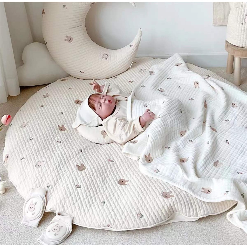 Thảm Lót Sàn Bằng cotton Nguyên Chất Cho Bé Tập Bò