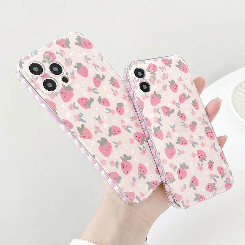 Ốp điện thoại in hình dâu tình yêu 2 mặt chống rớt cho iPhone 12 Pro Max 12Pro 12 Mini iPhone SE2020 11Pro Max 11Pro | BigBuy360 - bigbuy360.vn