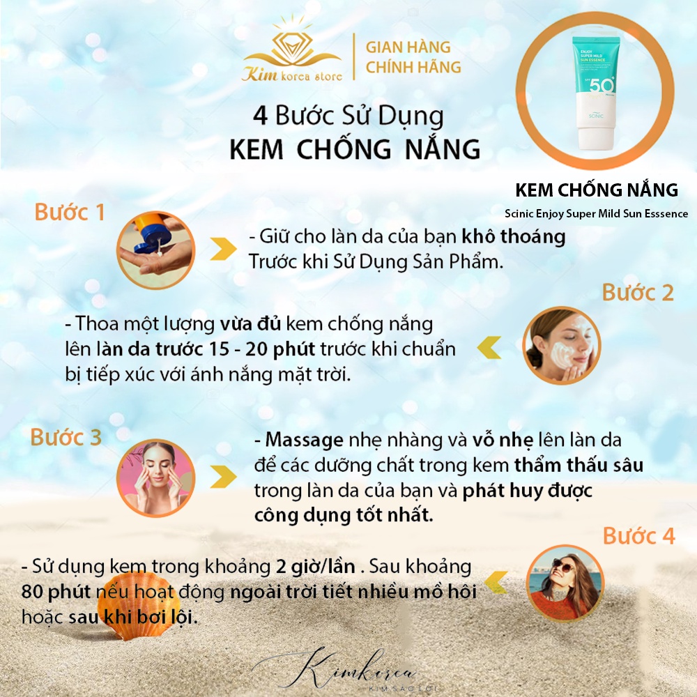 Kem chống nắng Scinic Enjoy super mild sun essence nhẹ dịu dùng được cho da đang treatment