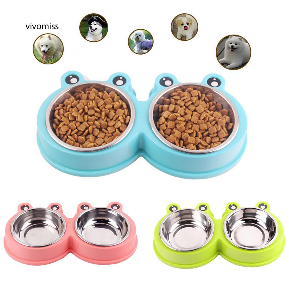 Bát đựng thức ăn cho thú cưng hình con ếch dễ thương bằng thép không gỉ