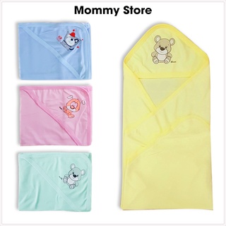 Chăn ủ hè có mũ thêu hình chất liệu cotton mềm mại cho bé sơ sinh