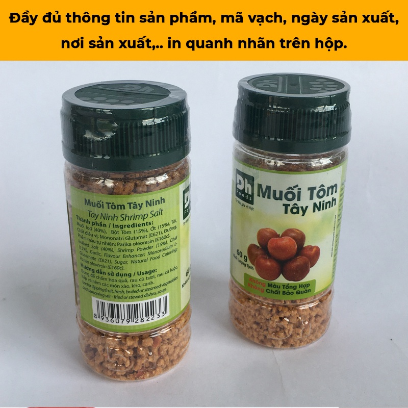 Muối tôm Tây Ninh sạch chấm hoa quả (3 Loại), hủ (60-100gr) đóng kín chất lượng thơm ngon, đặc sản Tây Ninh làm quà