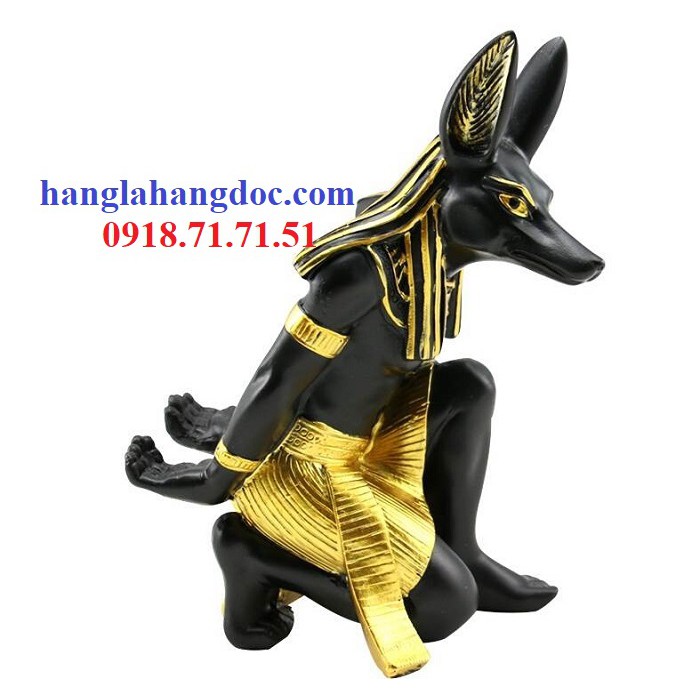 Giá rượu để bàn phong cách Ai Cập, thần Anubis mình người đầu chó