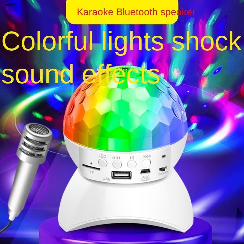 loa bluetooth tronsmartmáy ngheThiết bị âm thanhWireless Bluetooth speaker rotating stage light sound seven color light subwoofer mobile phone KTV color light outdoor microphone karaoke