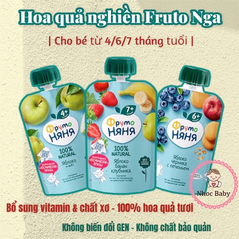 Hoa quả nghiền Fruto Nga gói 90gram (hsd 1 năm từ ngày sản xuất trên bao bì)