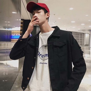 Áo khoác denim phối sờn cá tính theo phong cách xuân thu 2019 dành cho nam