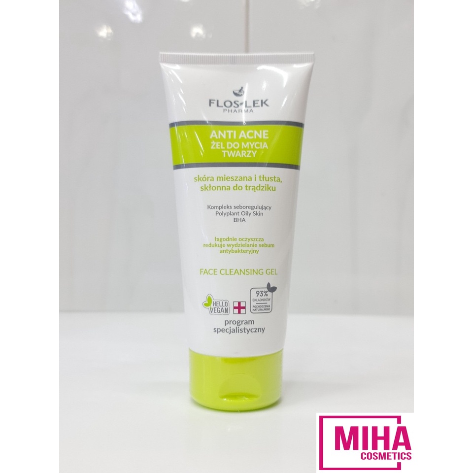 Gel Rửa Mặt Diệt Khuẩn Ngừa Mụn Floslek Pharma Antibacterial Face Cleansing Gel 200ml