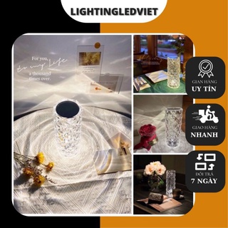 Đèn ngủ led pha lê để bàn cảm ứng led nhiều màu, đèn decor trang trí phòng ngủ 3d hiện đại, tặng kèm cáp sạc usb