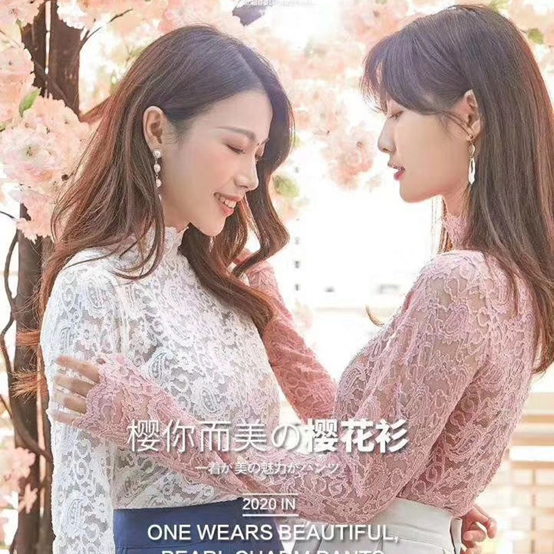 Áo kiểu tay dài phối ren lưới nhiều màu thời trang quyến rũ cho nữ