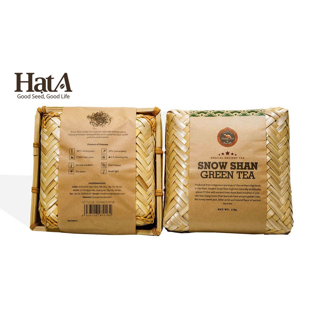 Trà shan tuyết Suối Giàng thượng hạng Hương Mai Cafe Premium Snow Shan Green Tea 100% lá trà non núi cao 115gr - đựng tr