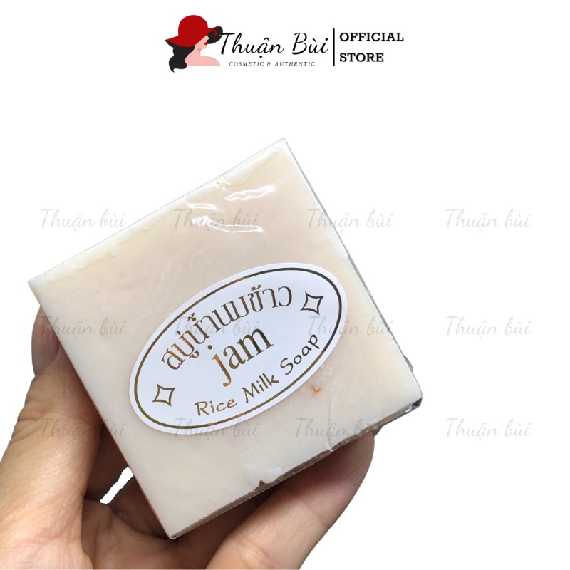 Xà Phòng Cám Gạo Thái Lan Xà Phòng Trắng Da Jam Rice Milk Soap Bánh Vuông 65gr