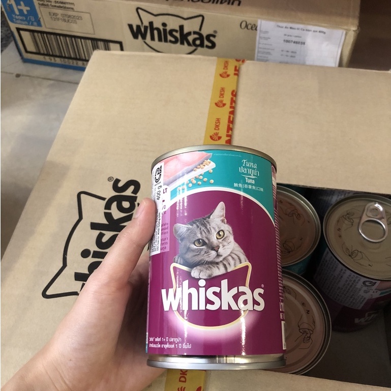 Pate whiskas cho mèo trưởng thành dạng lon 400g | Thức ăn ướt dạng lon whiskas cho mèo lớn | Pate whiskas cá ngừ cá thu