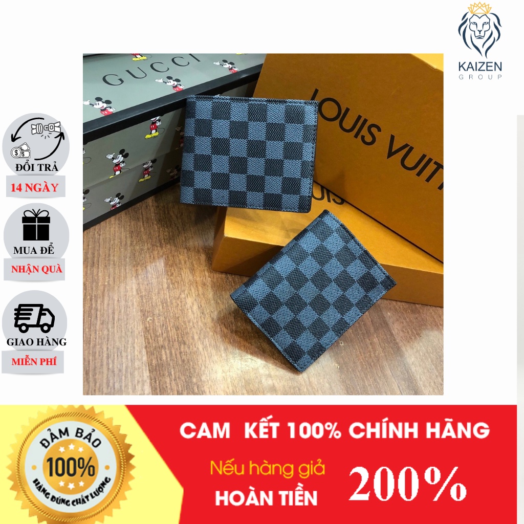 Ví Nam LV Ngang Bóp Nam Kẻ Ô Vuông Caro Cao Cấp Da Tổng Hợp PVC Thời Trang Hiện Đại
