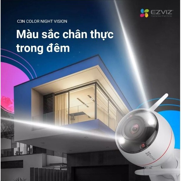 Camera Ngoài Trời Wi-Fi 2MP EZVIZ C3N HD 1080P Màu Ban Đêm - Hàng chính hãng bảo hành 24 tháng